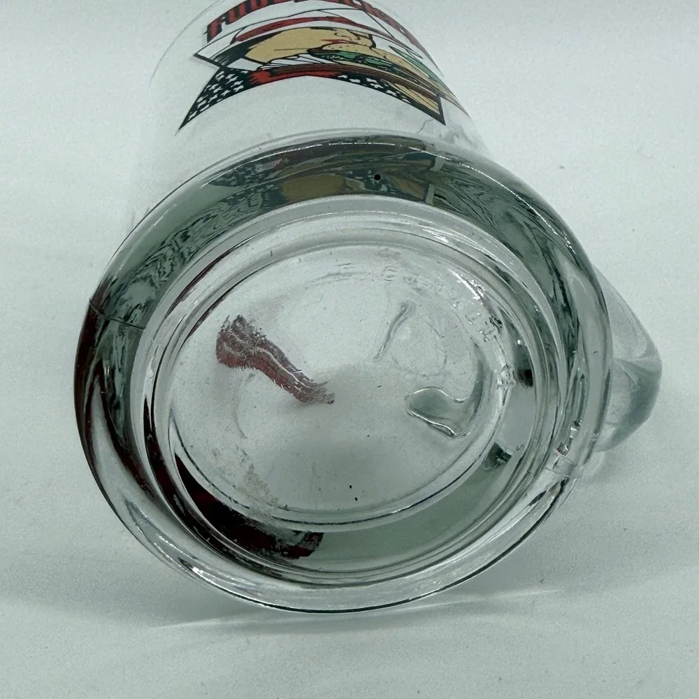 Fuddruckers Beer Mug Worlds Greatest Hamburger Glass Clear Graphic Vintage